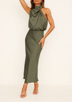 Benthe Off-Shoulder Satin Midi Dress