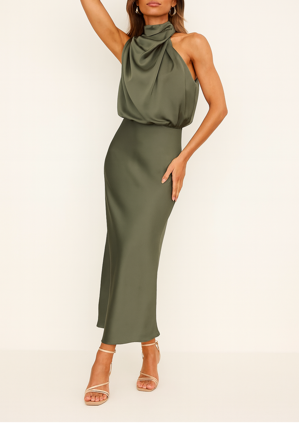 Benthe Off-Shoulder Satin Midi Dress