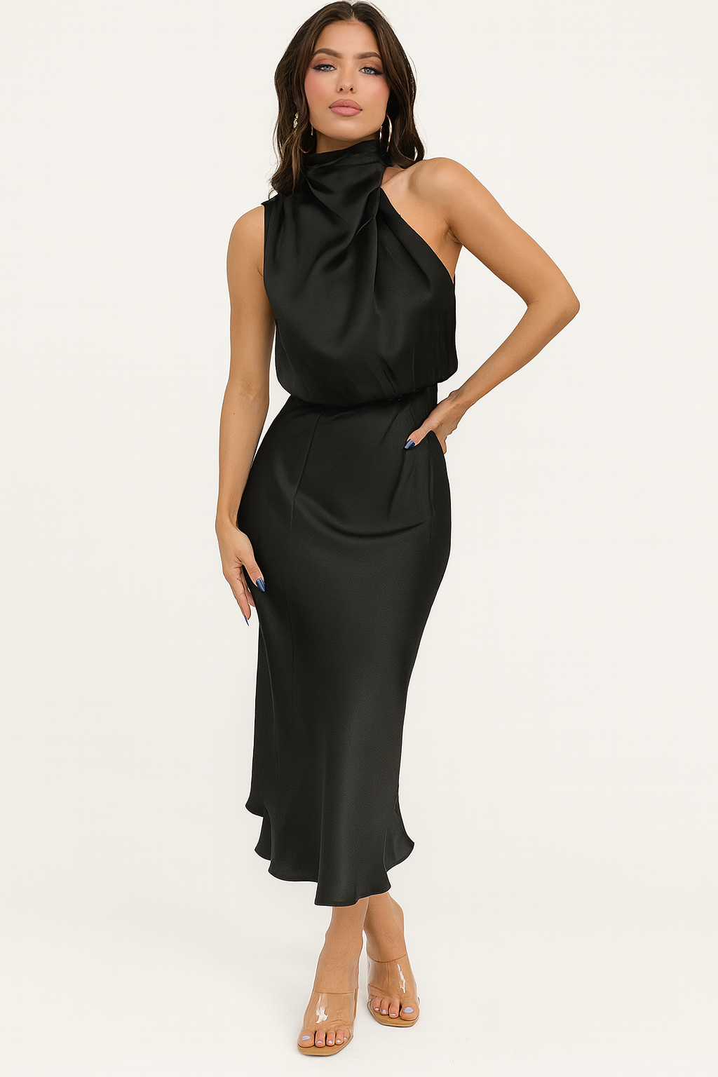 Benthe Off-Shoulder Satin Midi Dress