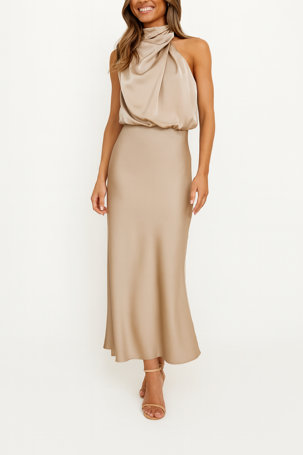 Benthe Off-Shoulder Satin Midi Dress