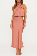 Benthe Off-Shoulder Satin Midi Dress