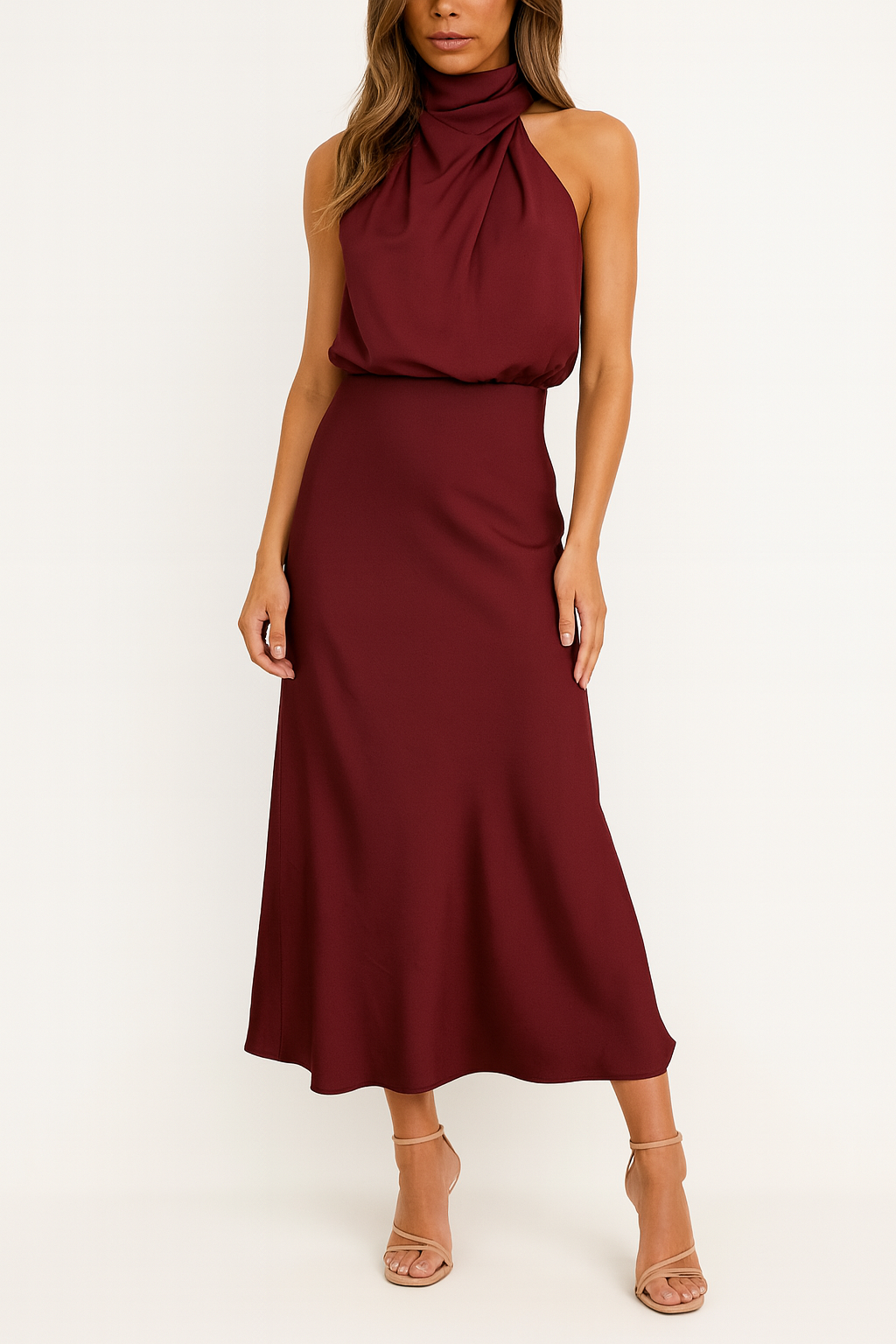 Benthe Off-Shoulder Satin Midi Dress