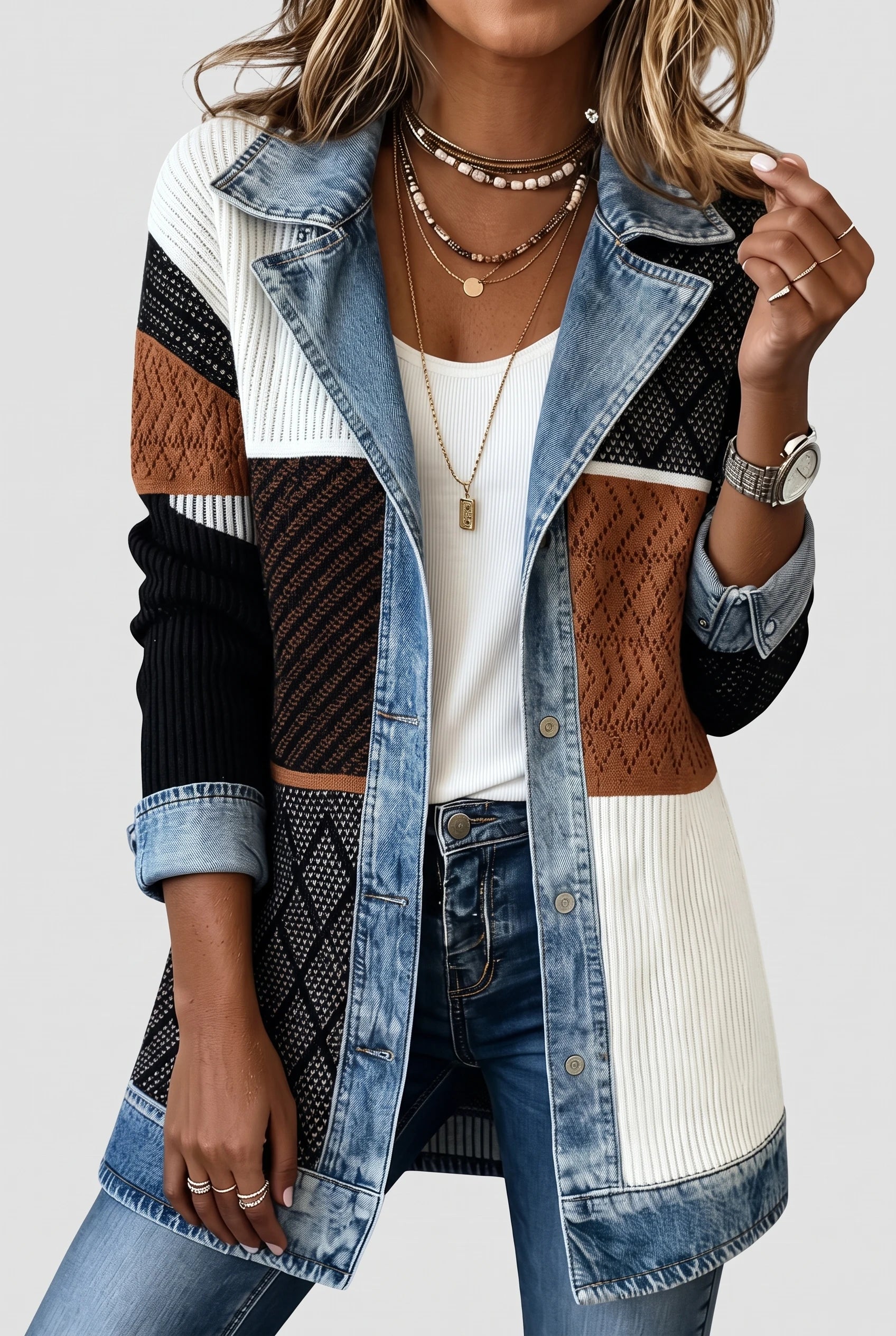 Bethany Women’s Button Jacket – Layered Collar