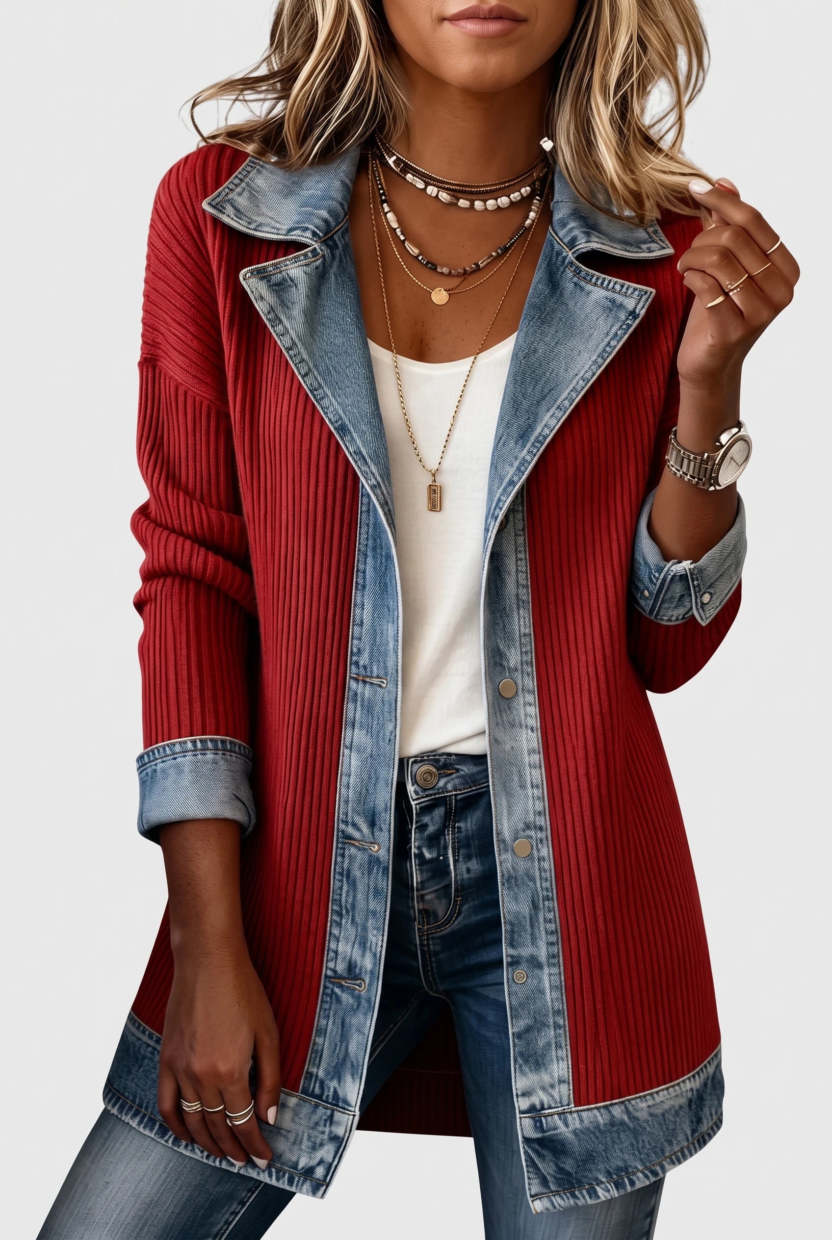 Bethany Women’s Button Jacket – Layered Collar
