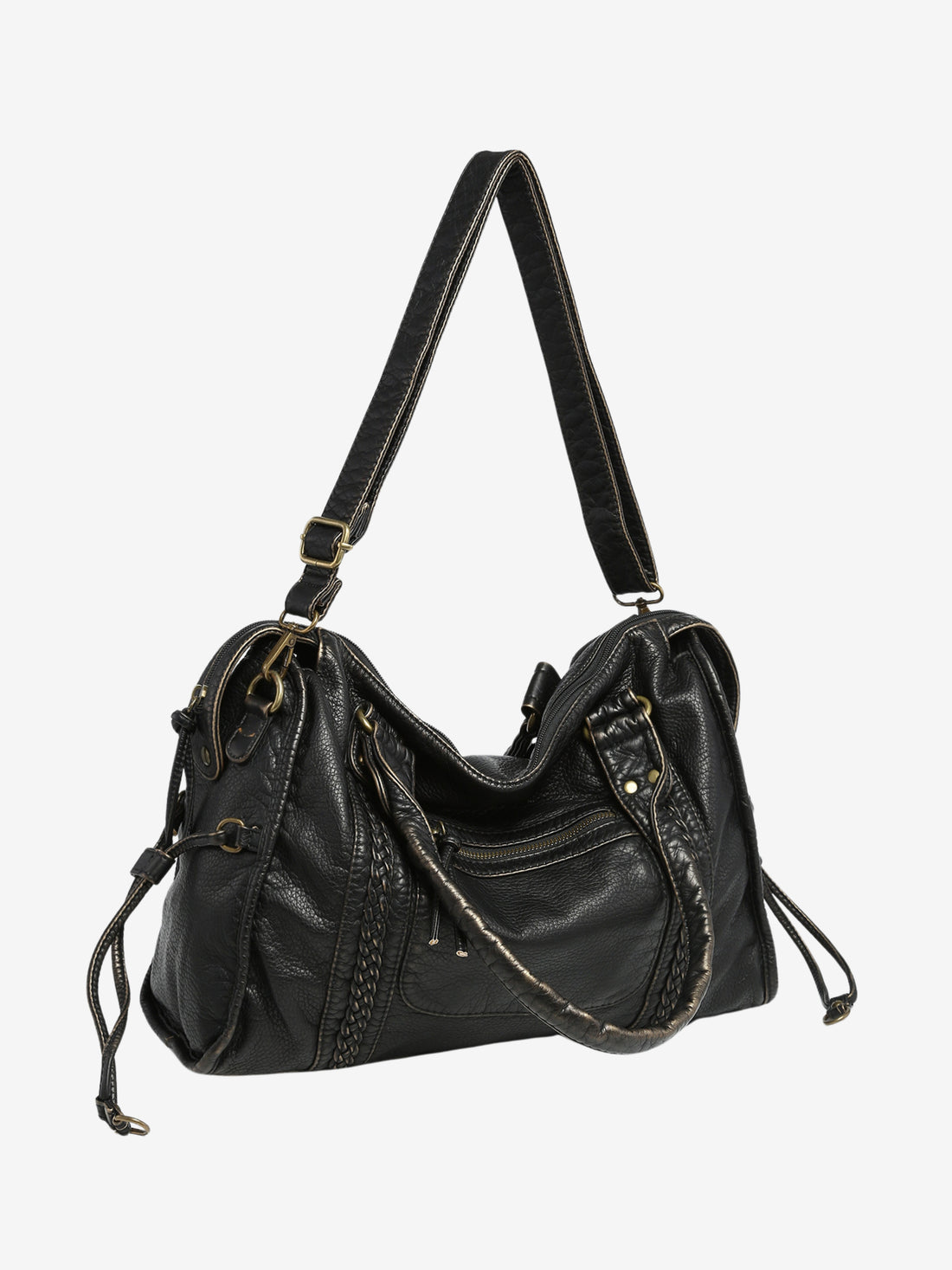 Women's Chic Shoulder Bag – Braided Trim