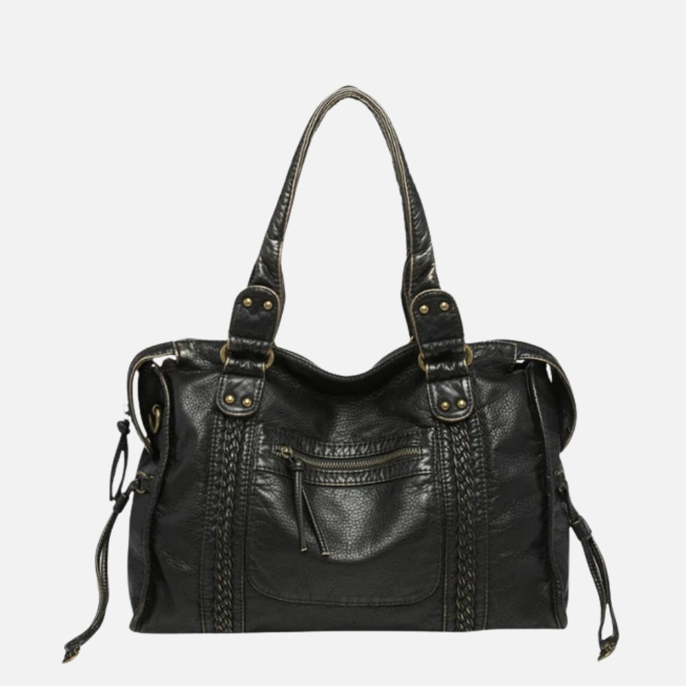 Women's Chic Shoulder Bag – Braided Trim