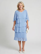 Women's Timeless Layered Tier Midi Dress - Smooth Flowing Fit