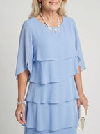 Women's Timeless Layered Tier Midi Dress - Smooth Flowing Fit