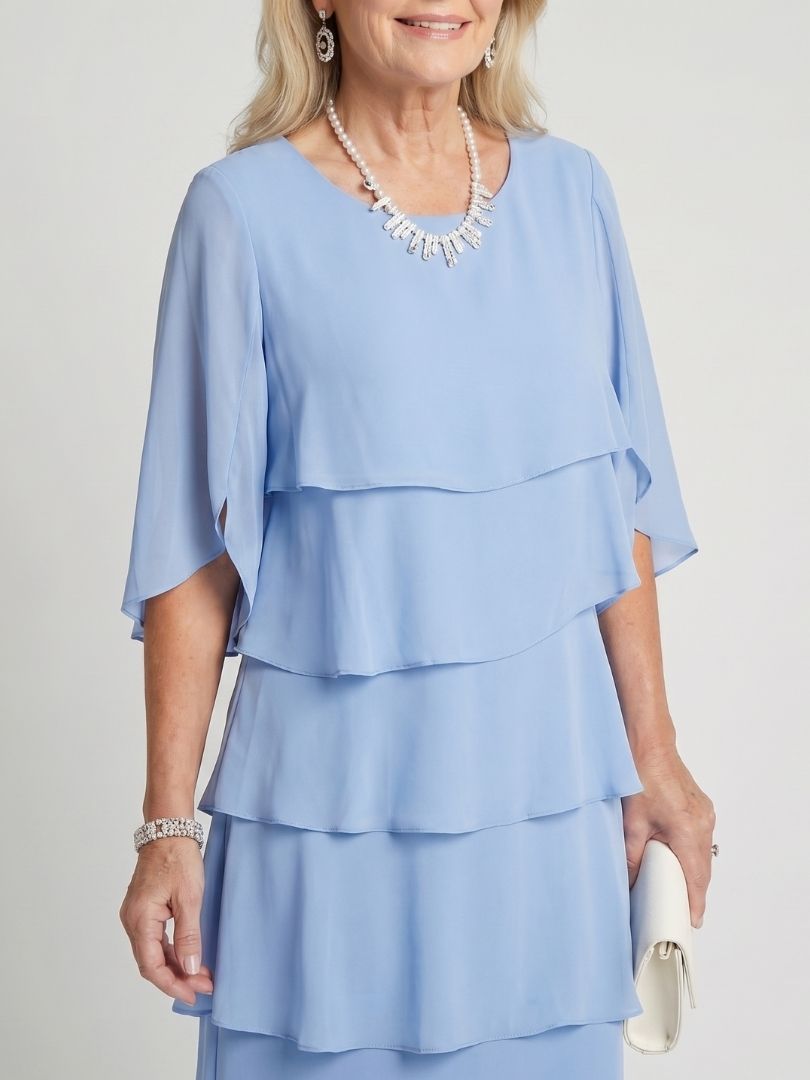 Women's Timeless Layered Tier Midi Dress - Smooth Flowing Fit