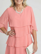 Women's Timeless Layered Tier Midi Dress - Smooth Flowing Fit