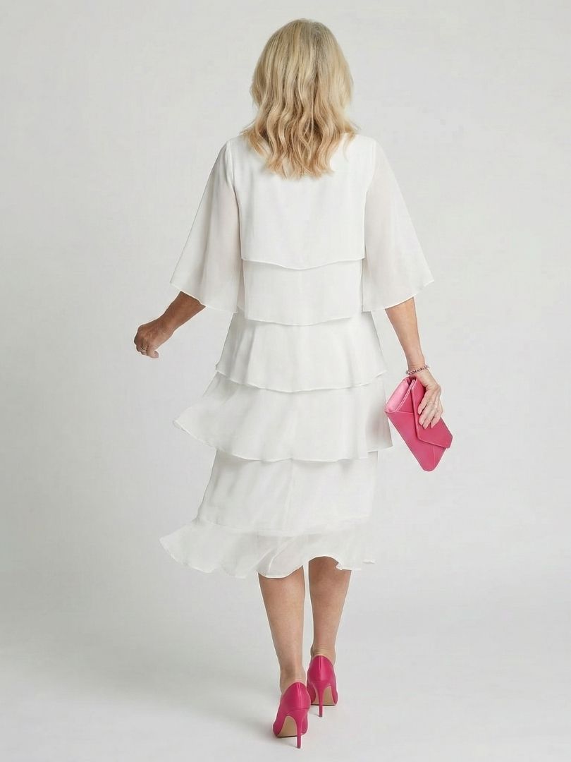 Women's Timeless Layered Tier Midi Dress - Smooth Flowing Fit