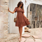 Women's Crochet Lace Flutter Sleeve Mini Dress