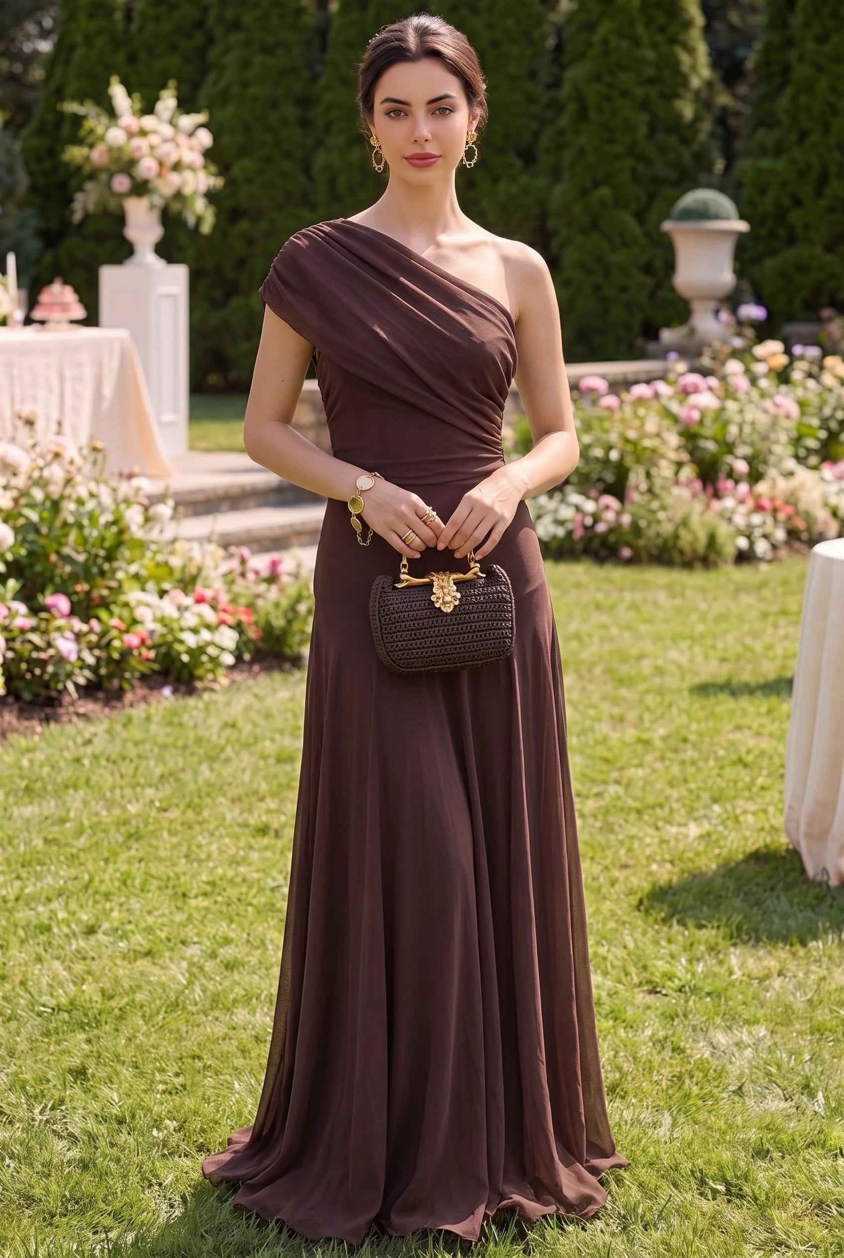 Brittany One-Shoulder Maxi Dress – Wedding Guest