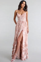 Women's V-Neck Ruffle A-Line Maxi Dress