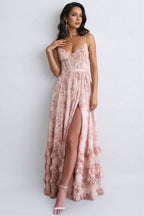 Women's V-Neck Ruffle A-Line Maxi Dress
