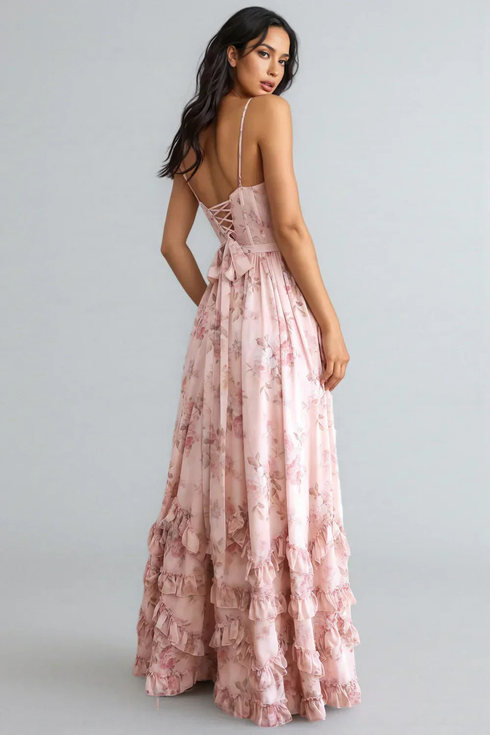 Women's V-Neck Ruffle A-Line Maxi Dress