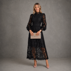 Joanne Lace Midi Dress – Elegant Long Sleeve