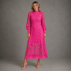 Joanne Lace Midi Dress – Elegant Long Sleeve