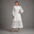 Joanne Lace Midi Dress – Elegant Long Sleeve