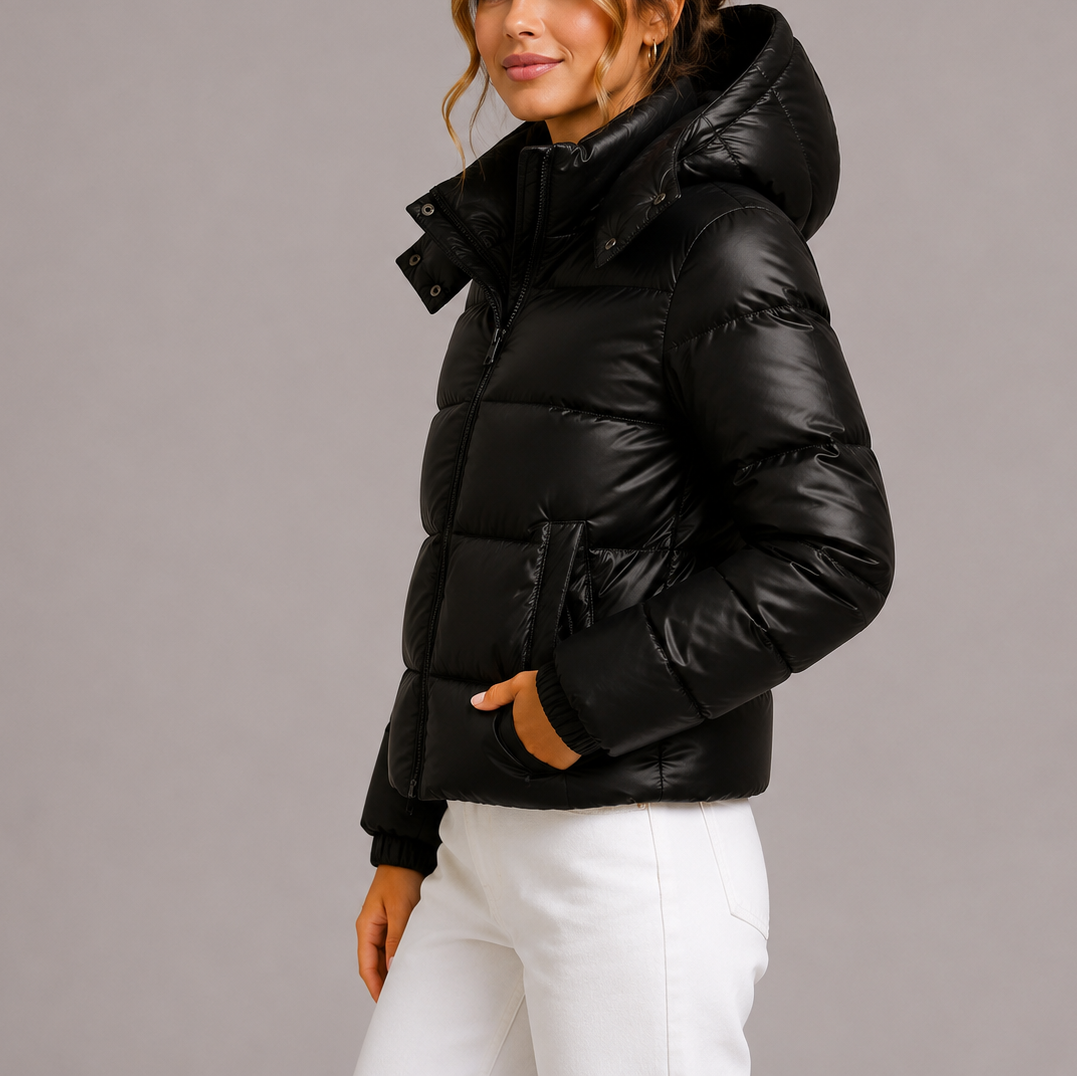 Women’s Hooded Puffer Jacket – Lightweight Quilted