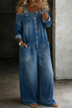 Sophia | Chic Off Shoulder Denim Jumpsuit – Relaxed Fit