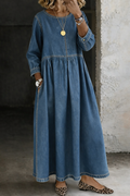 Women's Smock Fall Maxi Dress – Long Sleeve