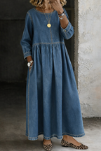 Women's Smock Fall Maxi Dress – Long Sleeve