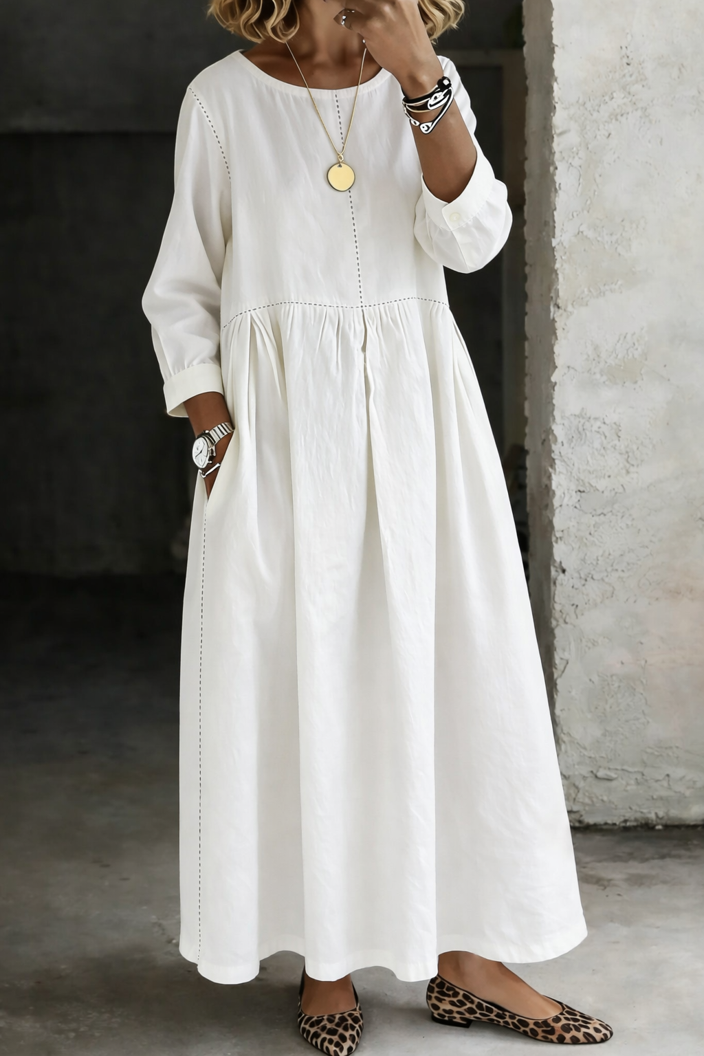 Women's Smock Fall Maxi Dress – Long Sleeve