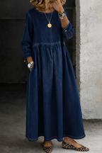Women's Smock Fall Maxi Dress – Long Sleeve