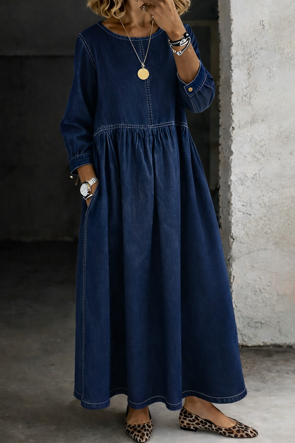 Women's Smock Fall Maxi Dress – Long Sleeve