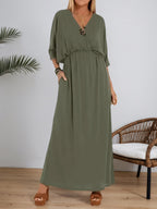 Chic Split V-Neck High-Waist Dress