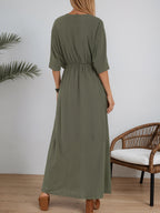 Chic Split V-Neck High-Waist Dress
