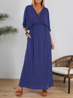 Chic Split V-Neck High-Waist Dress