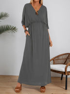 Chic Split V-Neck High-Waist Dress