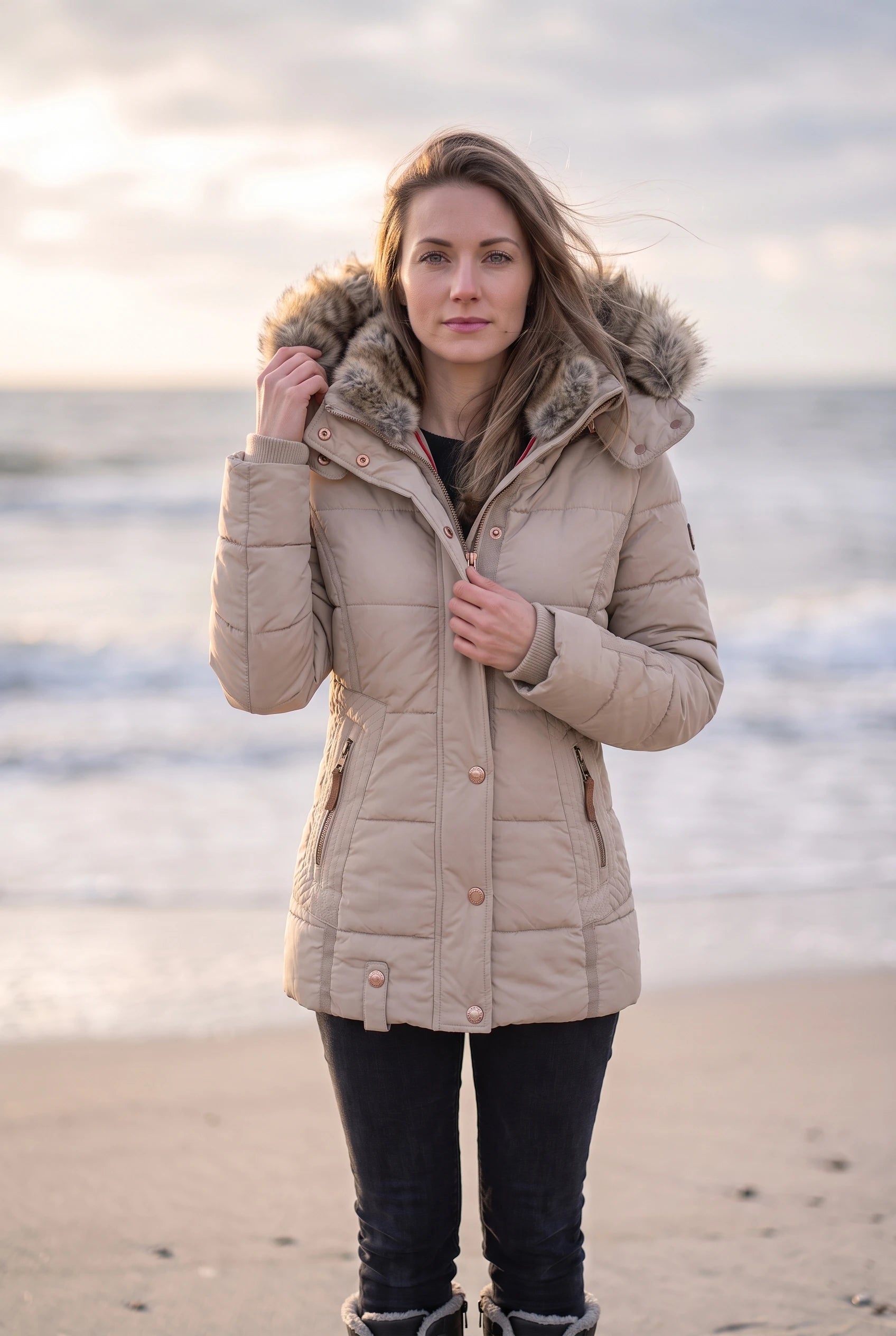 Veyzandra Women’s Winter Coat – Adjustable Hood