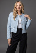 Women's Chic Cropped Tweed Blazer – Gold Buttons