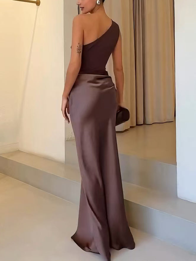 Anita One-Shoulder Pleated Maxi Dress - Party Evening Style