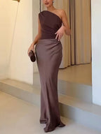 Anita One-Shoulder Pleated Maxi Dress - Party Evening Style