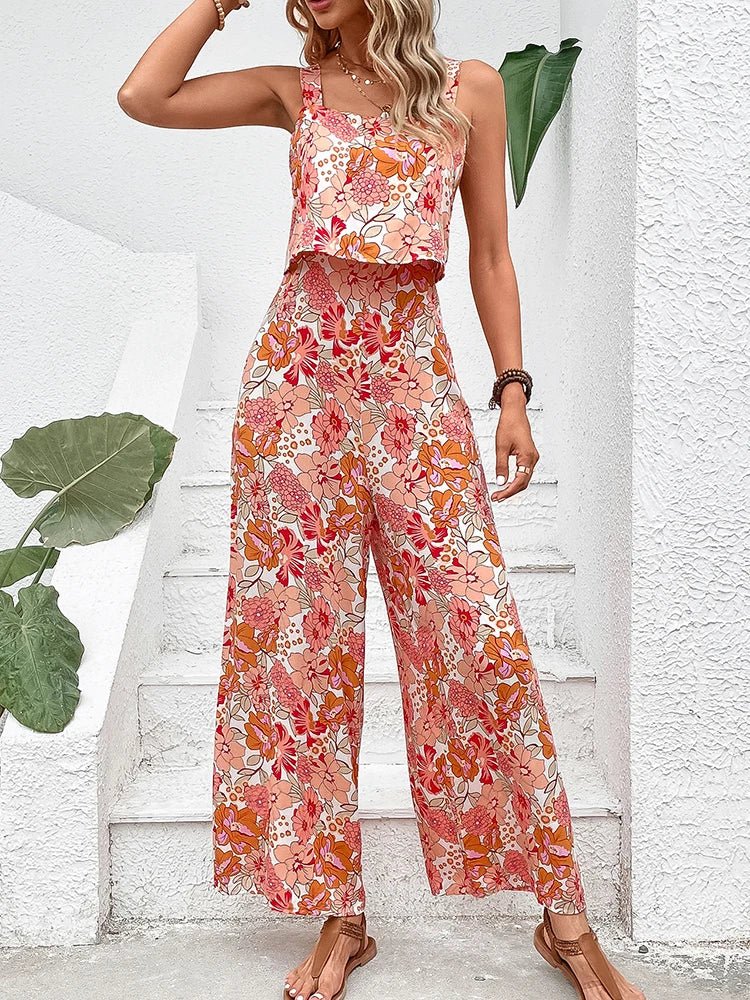 Valeria | Mono Floral De Pierna Ancha