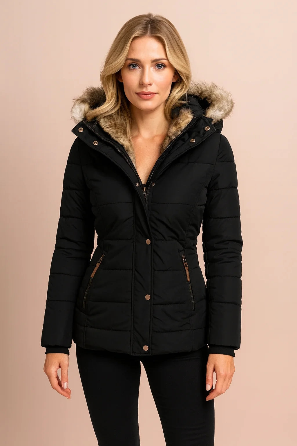 Veyzandra Women’s Winter Puffer Jacket – Adjustable Hood