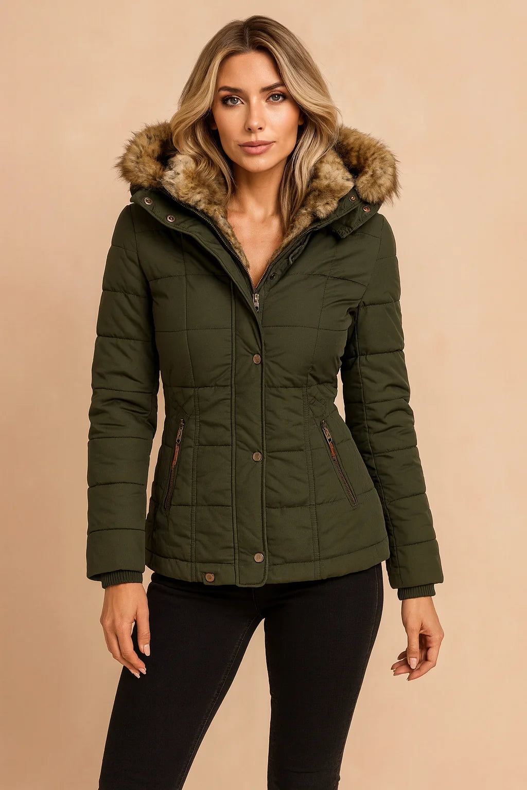 Veyzandra Women’s Winter Puffer Jacket – Adjustable Hood
