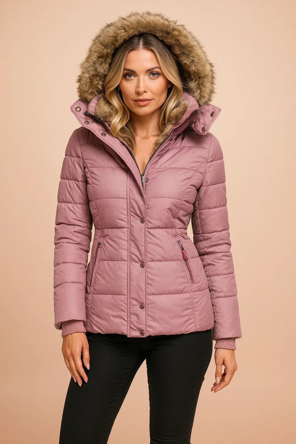 Veyzandra Women’s Winter Puffer Jacket – Adjustable Hood