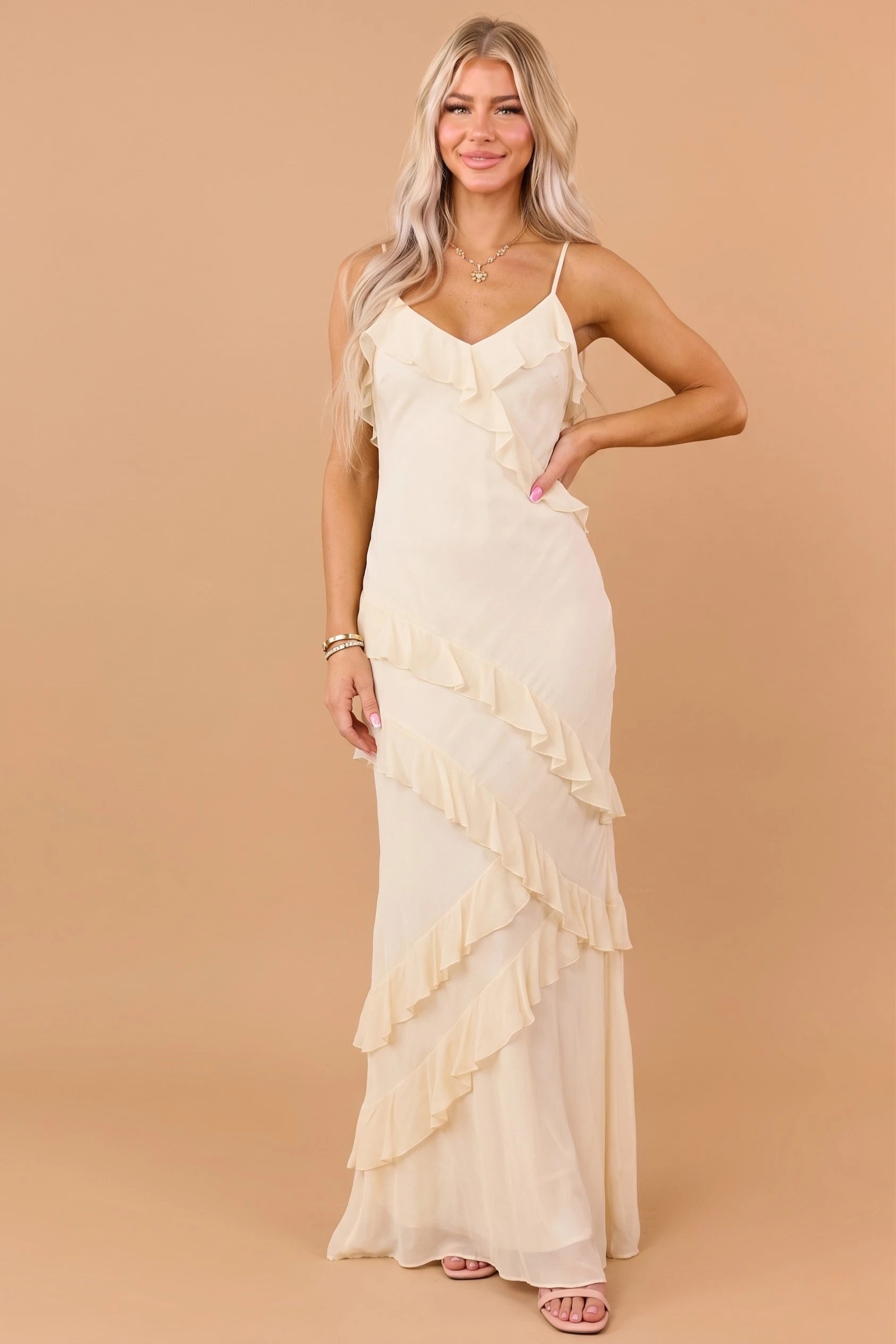 Floral Lace Maxi Dress – Ruffle Tiered