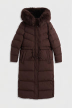 Alissa - Fur Hooded Longline Winter Puffer Jacket
