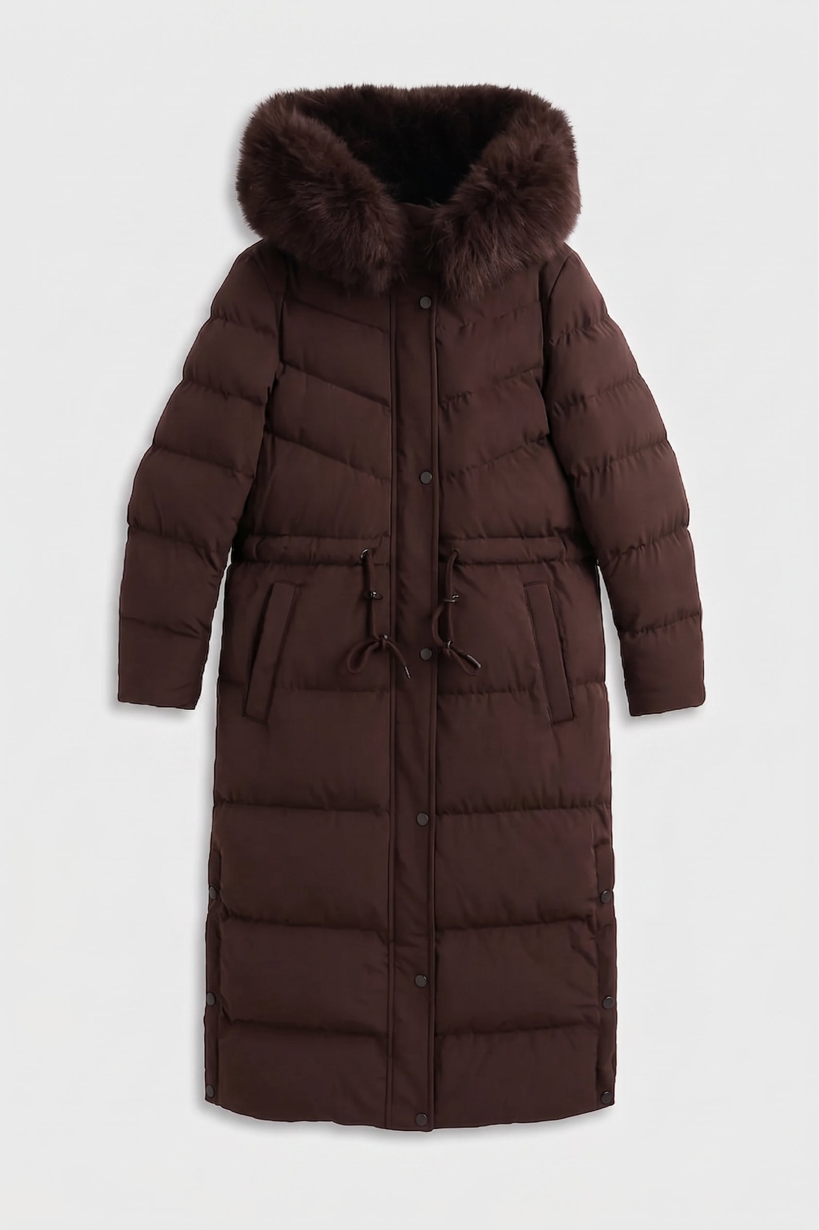 Alissa - Fur Hooded Longline Winter Puffer Jacket