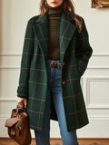 Women's Tweed Overcoat – Plaid Pattern