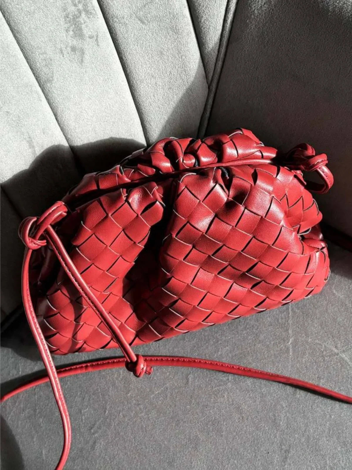 Faux Leather Braided Drawstring Bag - Everyday & Evening Style