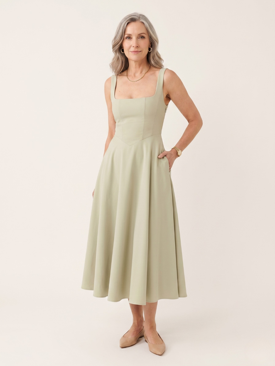 Grace Square Neck Midi Dress