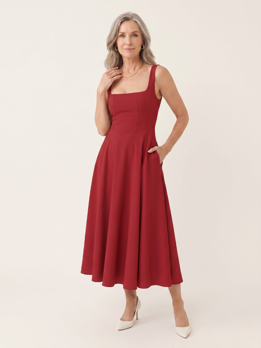 Grace Square Neck Midi Dress