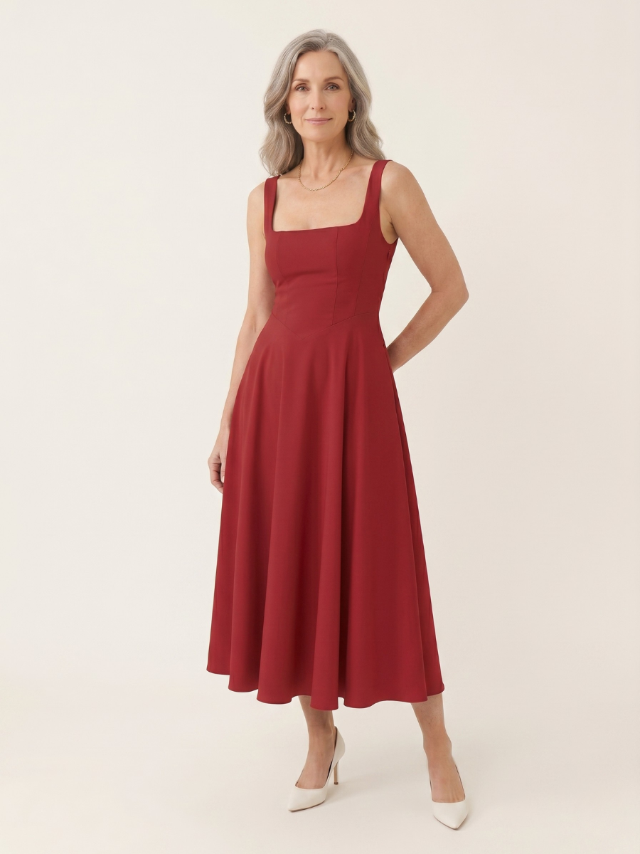 Grace Square Neck Midi Dress